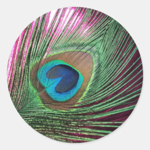 Sticker Rond Magenta Peacock
