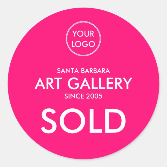Sticker Rond Magenta Simple Moderne Ajouter Logo Vente aux ench (Devant)