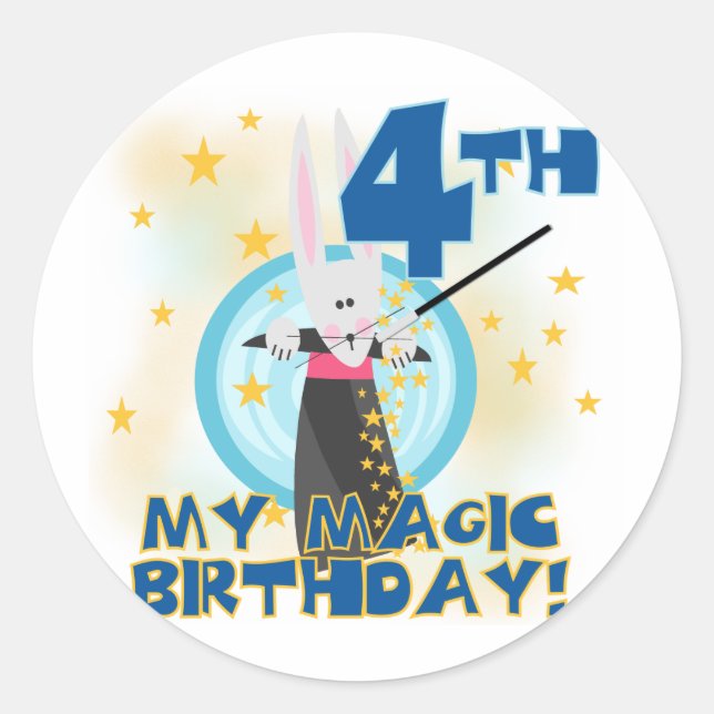 Sticker Rond Magic 4th Birthday Tshirts et cadeaux (Devant)