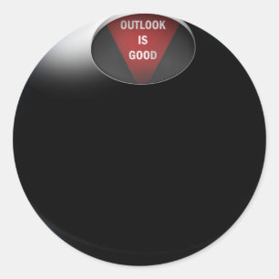 Sticker Rond Magic 8 Ball dit, "Outlook est bon"