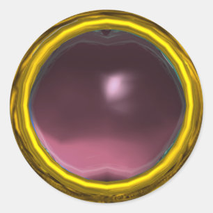 Sticker Rond MAGIC AMÉTHYST, jaune vif rose violet vif