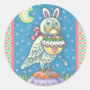 STICKER ROND MAGIC BARN OWL & BASKET OEUF DE PÂQUES, BÂTIMENTS