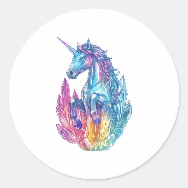Sticker Rond Magic Crystal Cave Unicorn (1) (Devant)