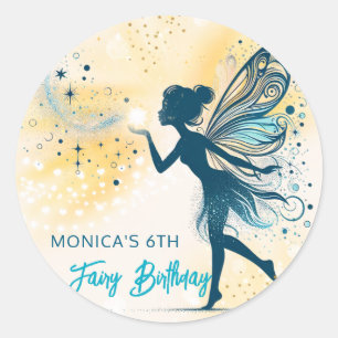 Sticker Rond Magic Fairy poussière et étoiles anniversaire de e