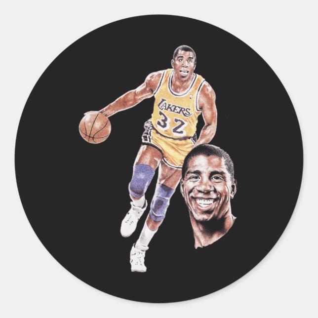Sticker Rond Magic Johnson Art Graphic (Devant)