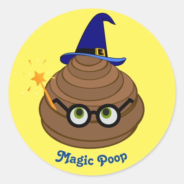 Sticker Rond Magic Poop Emoji (Devant)