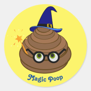 Sticker Rond Magic Poop Emoji