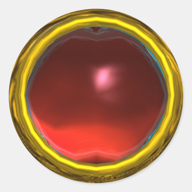 Sticker Rond MAGIC RUBY, jaune rouge vif (Devant)