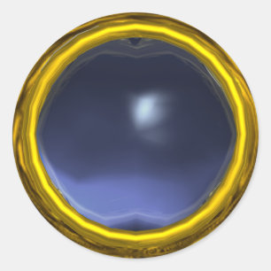Sticker Rond MAGIC TOPAZ, bleu vif, jaune