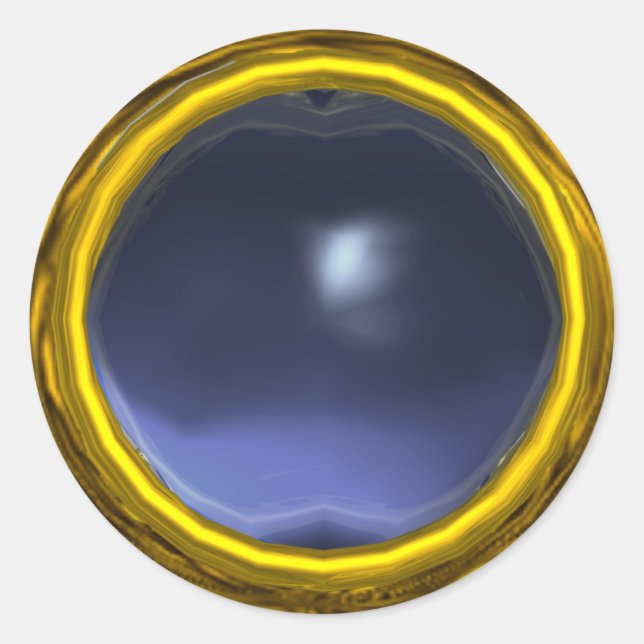 Sticker Rond MAGIC TOPAZ, bleu vif, jaune (Devant)