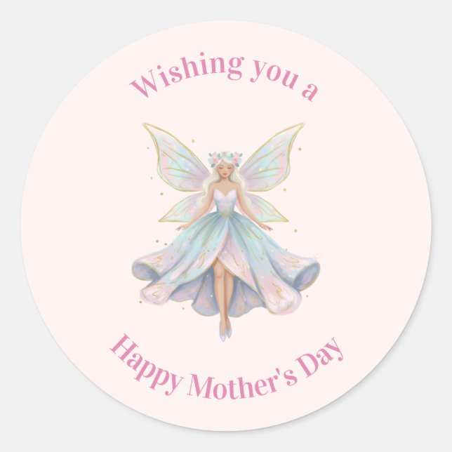 Sticker Rond Magical Angel Fairy Pastel Colors Mother's Day (Devant)