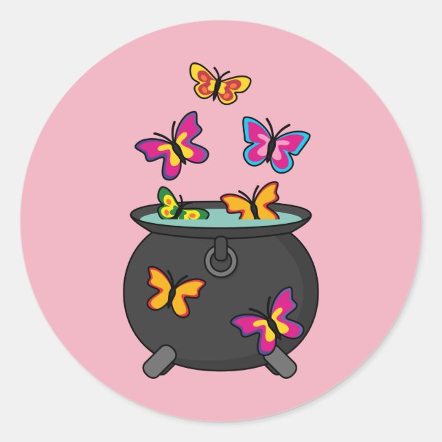 Sticker Rond Magical Butterflies from a cauldron (Devant)