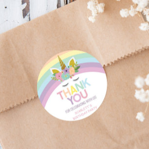 Sticker Rond Magical Day Unicorn Rainbows Anniversaire Fête Fav