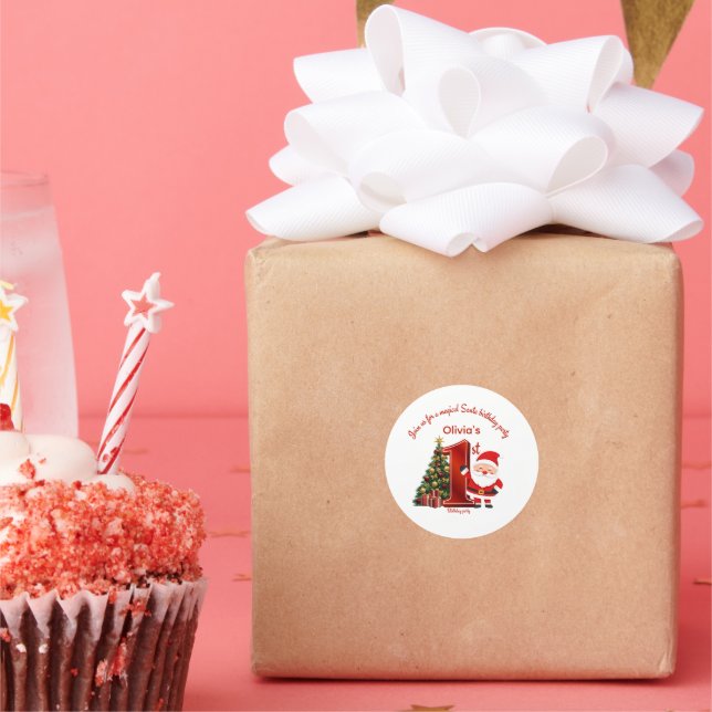 Sticker Rond Magical Santa Birthday Design for Kids (Fête)