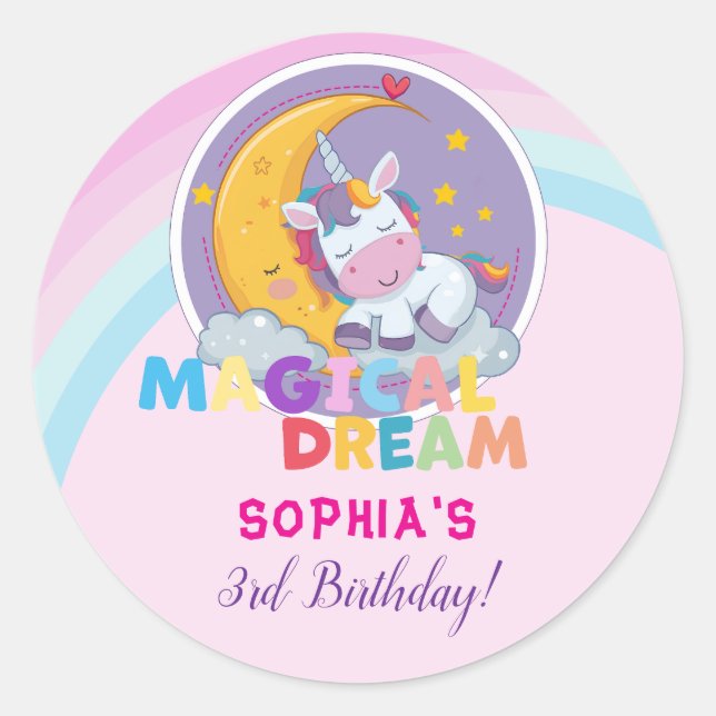 Sticker Rond Magical Unicorn Dream Invitation (Devant)