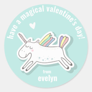 Sticker Rond Magical Valentine's Day - Cute Kids Unicorn