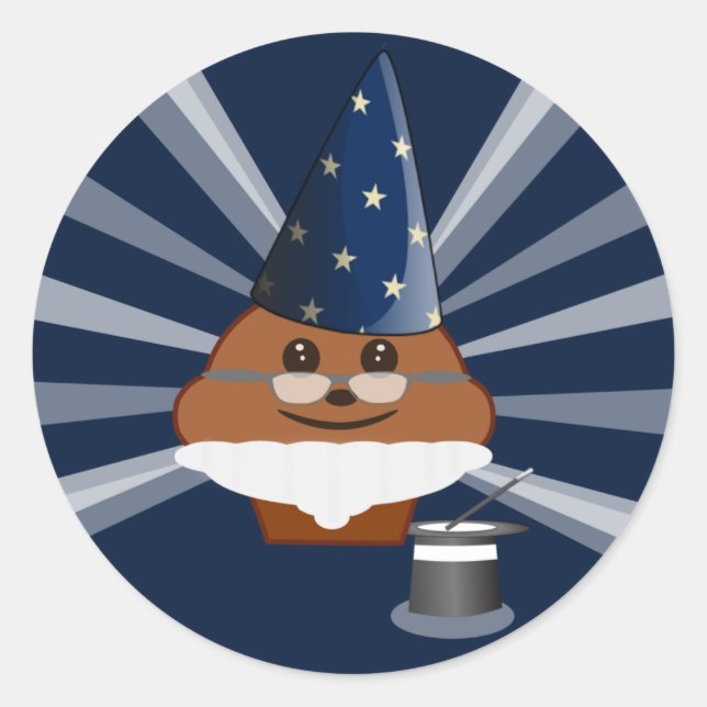 Sticker Rond Magicien Cupcake (Devant)