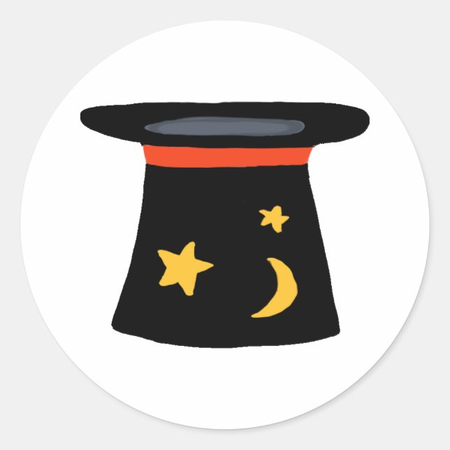 Sticker Rond Magiciens TopHat pour Magicland Party Thème (Devant)