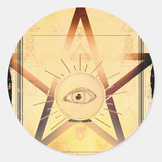 Sticker Rond Magick Mystical Gthering Fortune Teller Eye Party (Devant)
