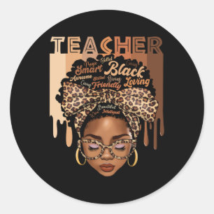 Sticker Rond Magie Black Teacher Histoire Noire Mois Afro Cheve