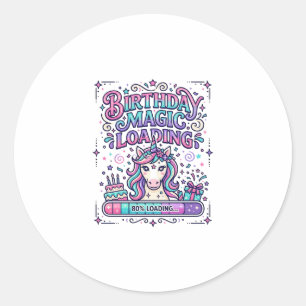 Sticker Rond Magie d'anniversaire de licorne Chargement Marketp