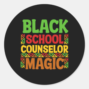 Sticker Rond Magie de conseiller scolaire noir Mois de l'histoi