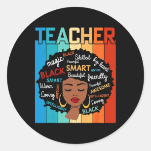 Sticker Rond Magie de l'enseignant noir Éducation à l'histoire