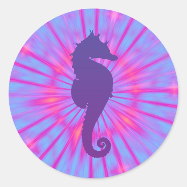 Sticker Rond Magie Violette Hippocampe (Devant)