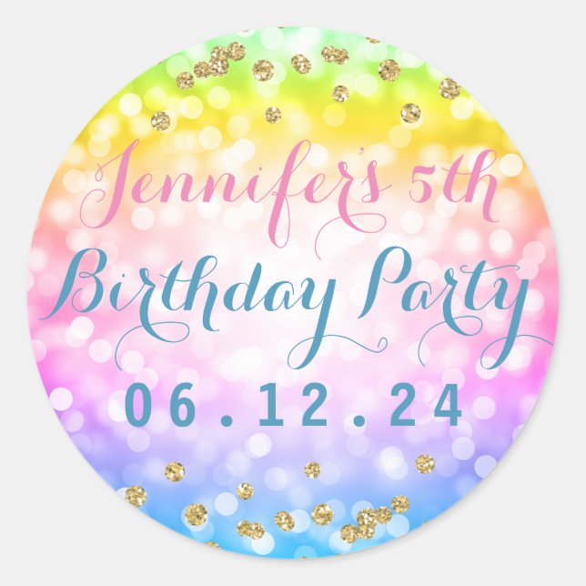 Sticker Rond Magique Unicorn Rainbow Baby Anniversaire de enfan (Devant)