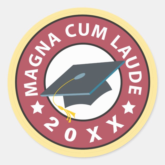 Sticker Rond Magna Cum Laude Année de graduation (Devant)