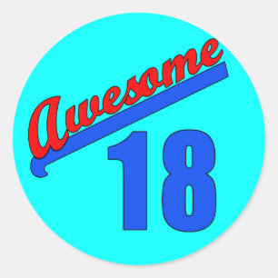 Sticker Rond Magnifique à 18 ans 18e anniversaire