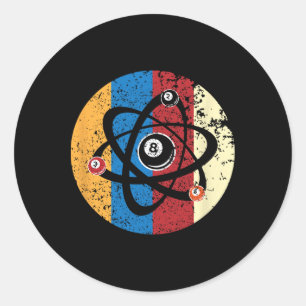 Sticker Rond Magnifique Billard Ball Atom Science Pool Joueur S
