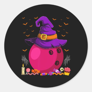 Sticker Rond Magnifique Bowling Witch Casquette Joueur de Bowli