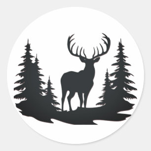 Sticker Rond Magnifique Camion Entre Pins