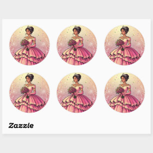 Sticker Rond Magnifique conception de célébration de Mis Quince