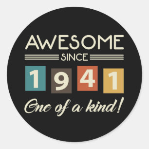Sticker Rond Magnifique depuis 1941 Retro 80e anniversaire