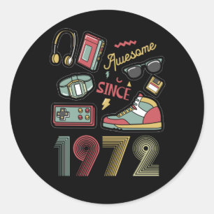 Sticker Rond Magnifique depuis 1972 Vintage Retro 50e anniversa