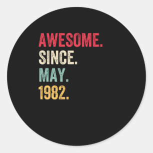 Sticker Rond Magnifique Depuis Mai 1982 Anniversaire