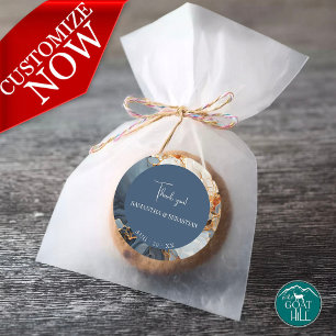 Sticker Rond Magnifique Indigo Blue et Gold Abstrait