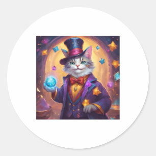 Sticker Rond Magnifique Magnifique Chat Avec Des Yeux Bleus Lum