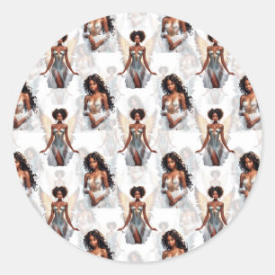 Sticker Rond Magnifique motif de conception d'anges de fille no