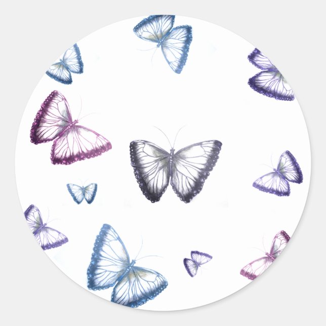 Sticker Rond Magnifique papillon (Devant)