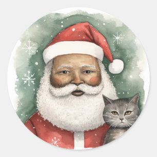 Sticker Rond Magnifique Père Noël noire