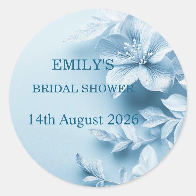 Sticker Rond Magnifique Shower de Mariage Floral Bleu (Devant)