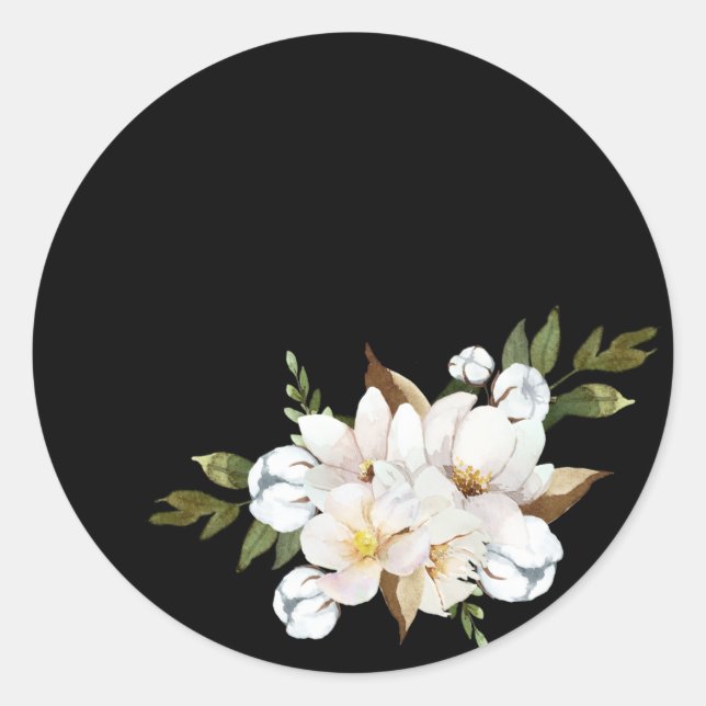Sticker Rond Magnolia et coton (Devant)