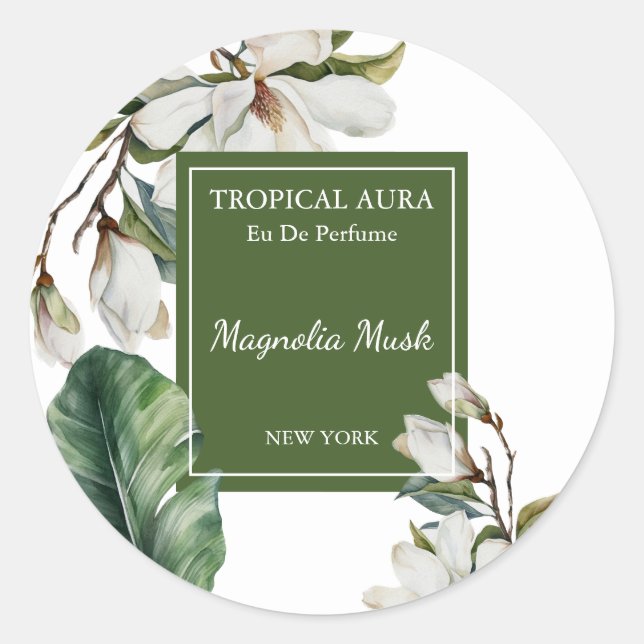 Sticker Rond Magnolia Perfume Label (Devant)