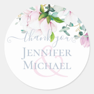 Sticker Rond Magnolia rose pâle Mariage