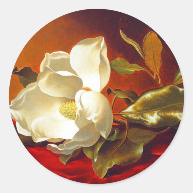 Sticker Rond Magnolia sur Red Velvet Martin Johnson Heade (Devant)