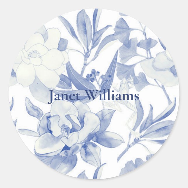 Sticker Rond Magnolias azules (Devant)