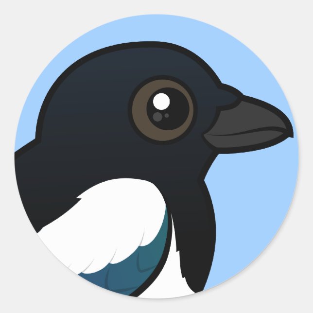 Sticker Rond Magpie eurasiatique Birdable (Devant)